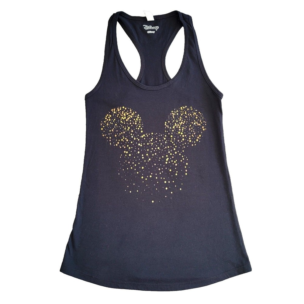 Disney Mickey Confetti Fill Slim Fit, XS Scoop Hem Racerback Shirt